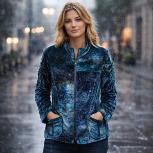 Artsy Velvet Jacket | Sz 8 | Anthracite Muse 
Tie Dye | Zip Front | Fully Lined